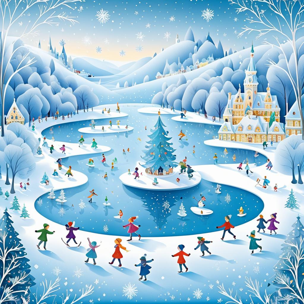 Enchanting Winter Wonderland Ice Skating Scene