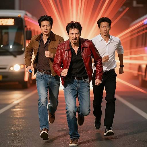 Dynamic Running Men in Vivid Light