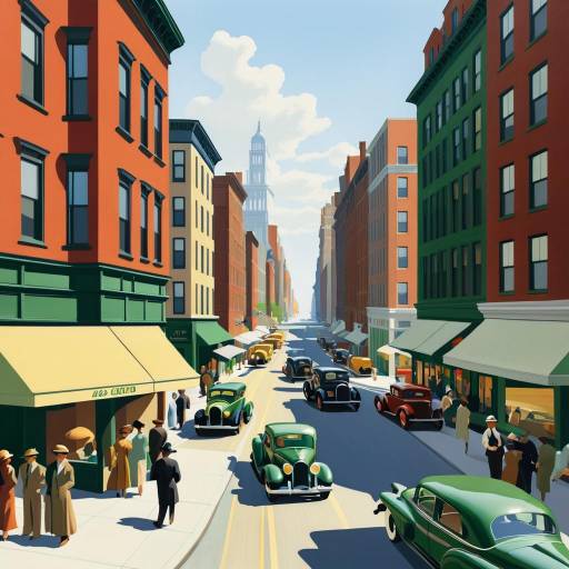 Bustling City Street Inspired by Hopper
