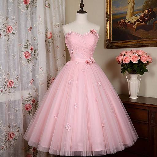 Elegant 1950s Pink Prom Dress