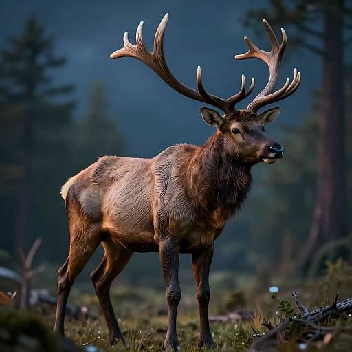 Hyper-Realistic Sci-Fi Elk in Forest