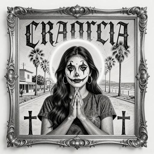 Vibrant Chicano Art with Gothic Elements