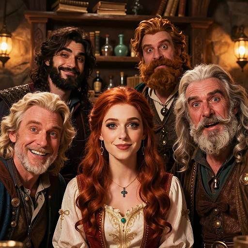 Vibrant Fantasy Tavern Characters Close-Up