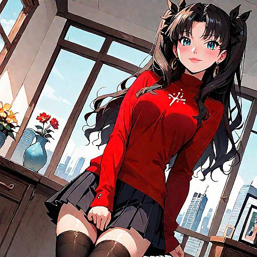 Rin Tohsaka Indoor Cityscape Portrait