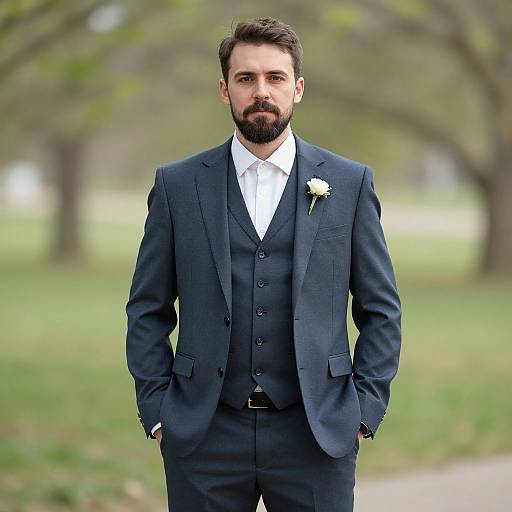 Handsome Man in Formal Suit Outdoors