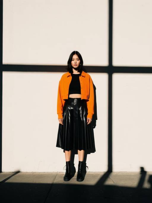 Fashionable Woman in Modern Street Style