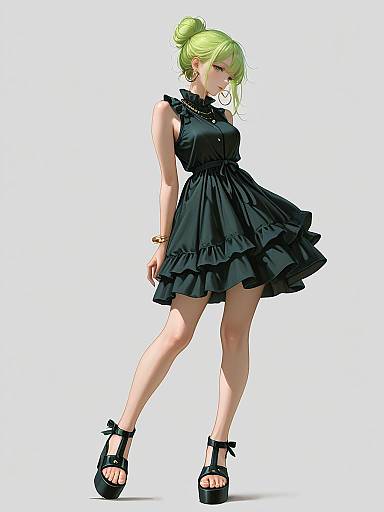 Bohemian Chic Woman in Black Maxi Dress