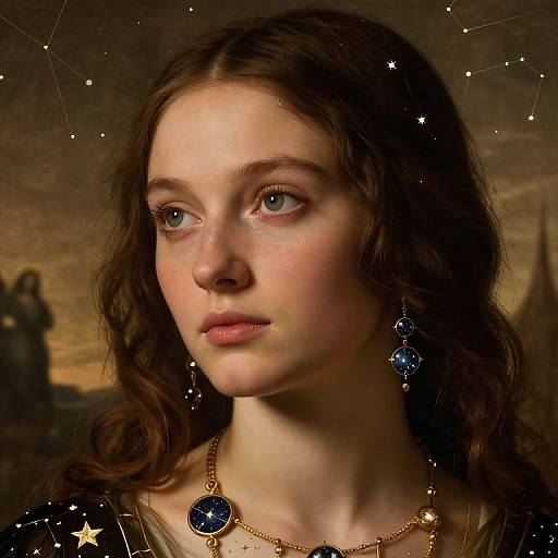 Renaissance Portrait with Futuristic Jewelry