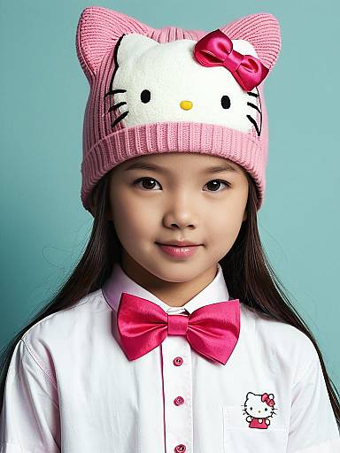 Young Girl in Pink Kitty Attire
