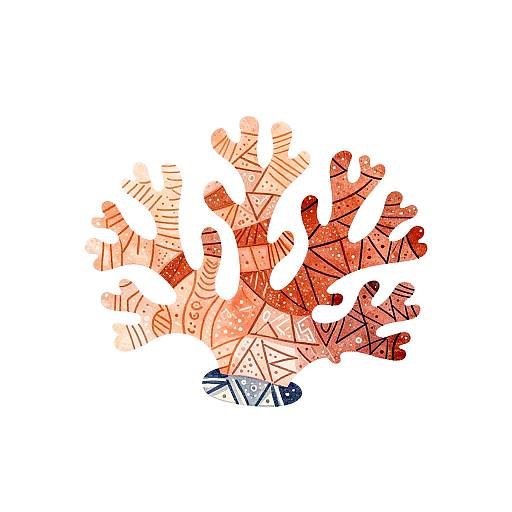 Minimalist Coral Landscape Illustration