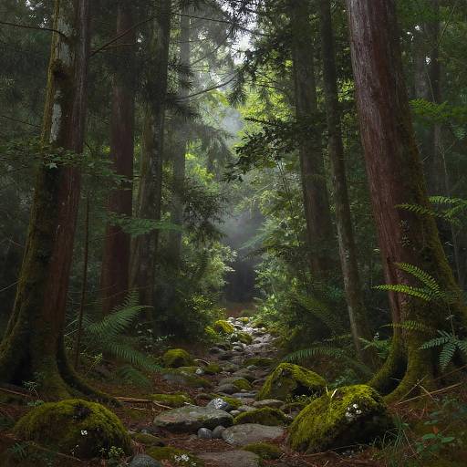Misty Morning Forest Path