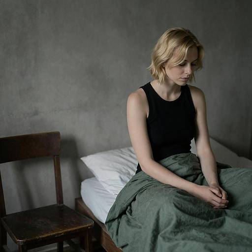 Contemplative Blonde in Dim Room