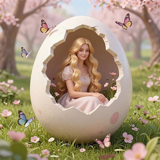 Woman in Magical Egg Garden