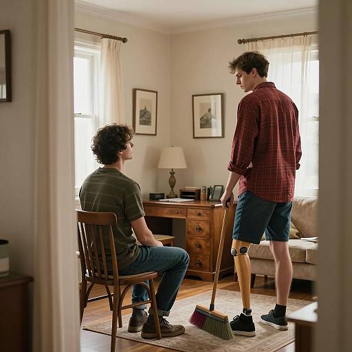 Casual Living Room Scene with Two Men
