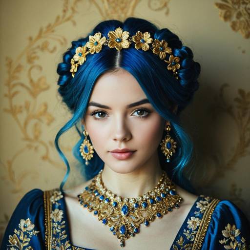 Elegant Portrait of a Woman with Blue Hair