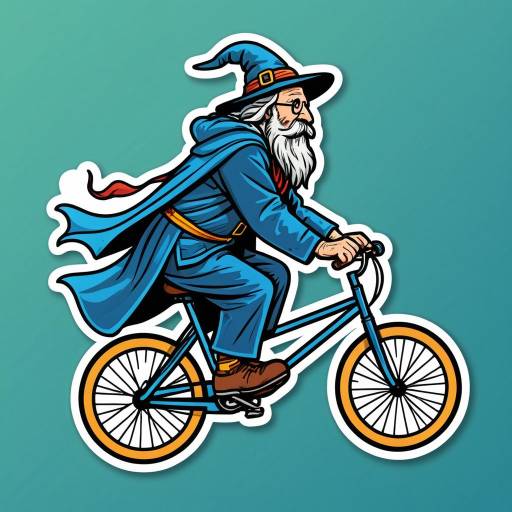 Wizard Riding Bicycle Sticker