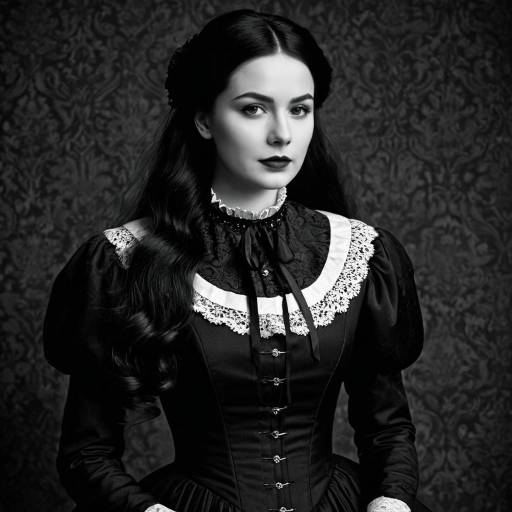 Victorian Gothic Woman in Fitted Dress
