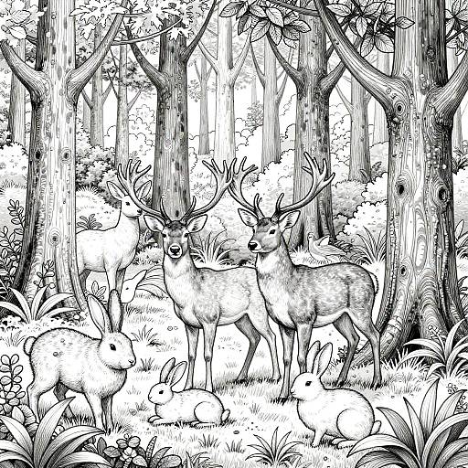 Realistic Forest Animal Coloring Page