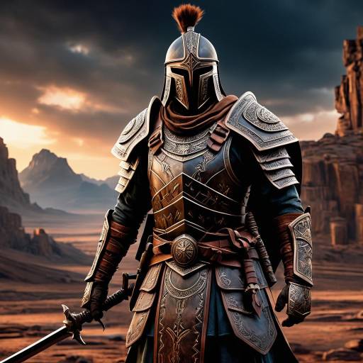 Heroic Ancient Warrior in Stunning Landscape Heroic Ancient Warrior in Stunning Landscape