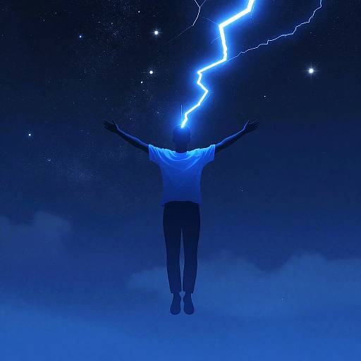 Digital Art of Floating Person with Lightning Bolt