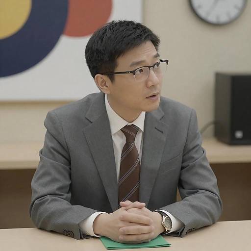 Asian Businessman Sitting at Table