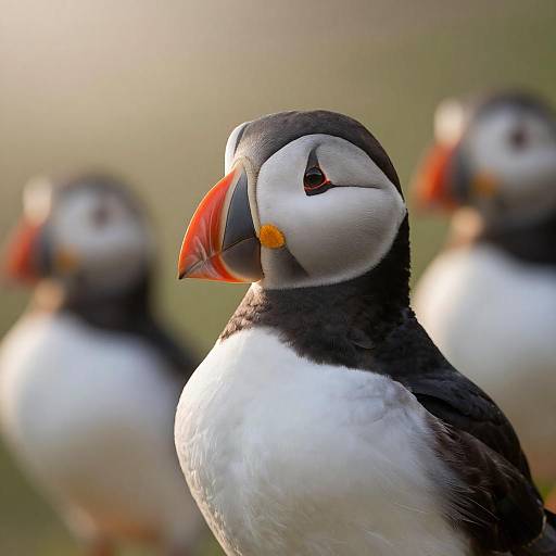 Close-up of Atlantic Puffin in Soft Morning Light
