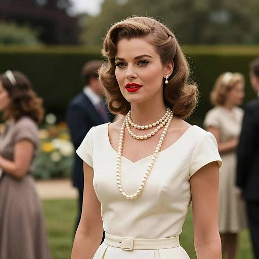 Vintage 1960s Woman in Garden Party