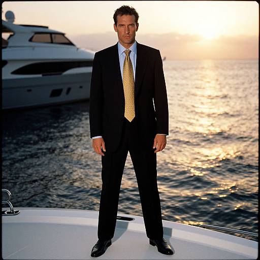 Confident Man in Luxe Yacht Sunset