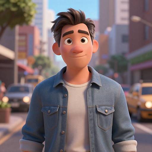 Pixar-Style Mestizo Hipster City Portrait