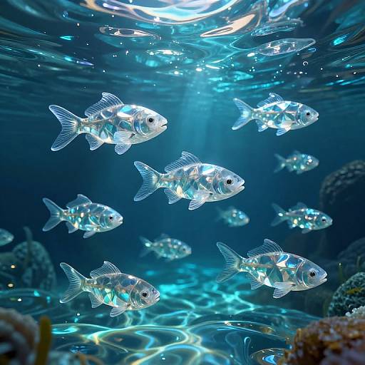 3D Transparent Fish in Liquid Glass