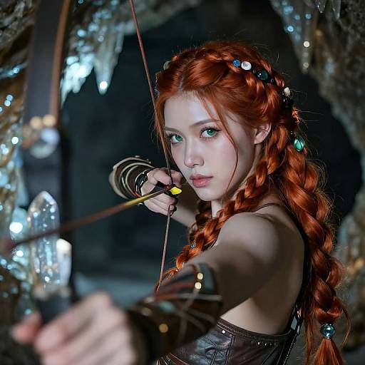 Archer's Intense Gaze from Bug's-Eye View