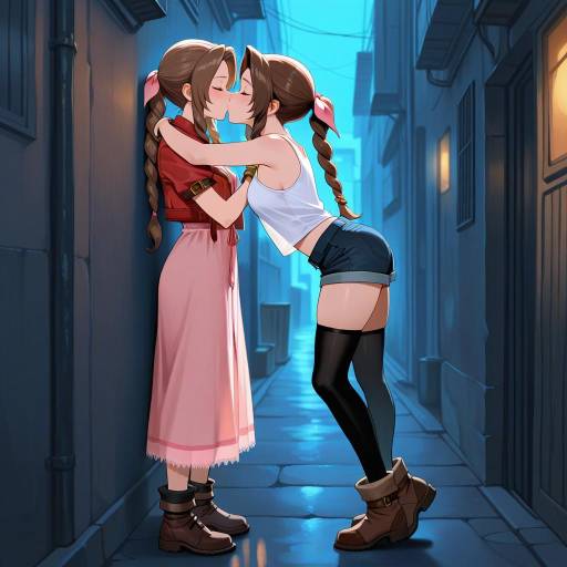 Nostalgic Moonlit Embrace in Alley