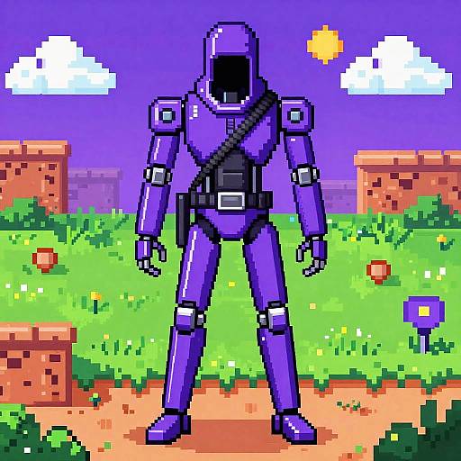 8-Bit Cybernetic Assassin Landscape