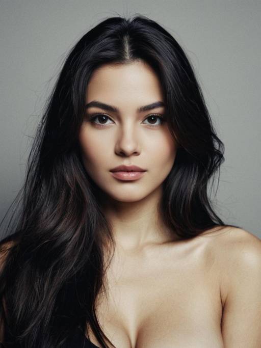 Portrait of Young Woman with Long Dark Hair