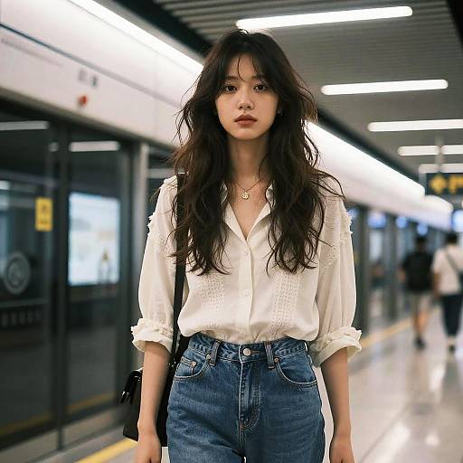 Messy Fringe Hairstyle in Subway Fashion