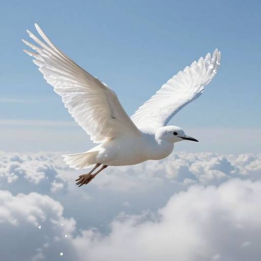 Ethereal White Bird Above Clouds