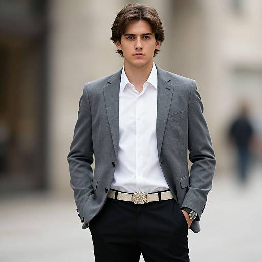 Stylish Man in Casual Suit Outdoors