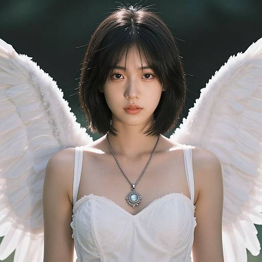 Realistic Light Angel with Black Hair