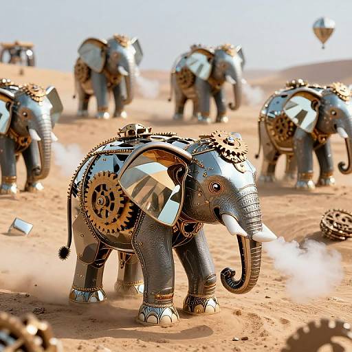 Clockwork Elephant in Mirror Desert