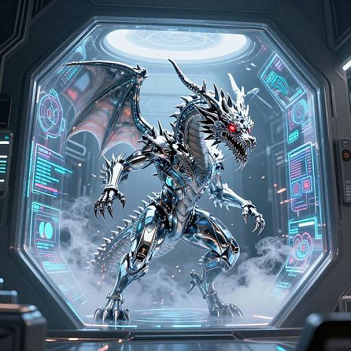 AI Dragon Emerging from Digital Portal