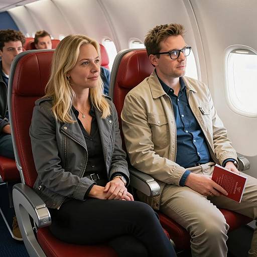 Relaxed Airplane Cabin Moment Capture