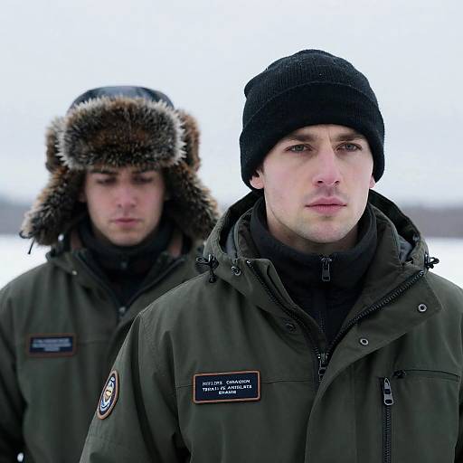 Serious Men in Cold Weather Gear