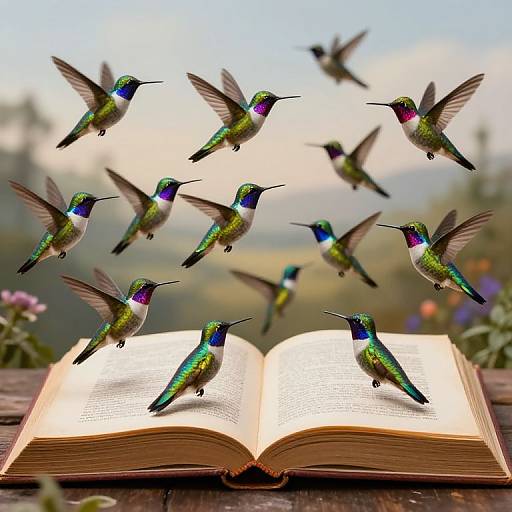 Hummingbird Swarm from Antique Book