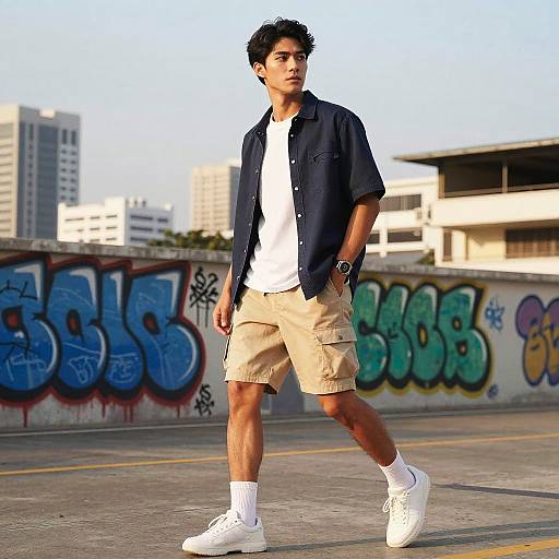 Stylish Thai Male Model in Urban Streetwear