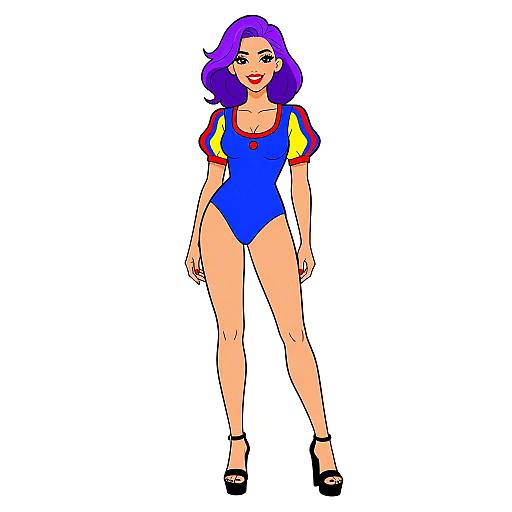 Pop Art Woman in Color Block Bodysuit