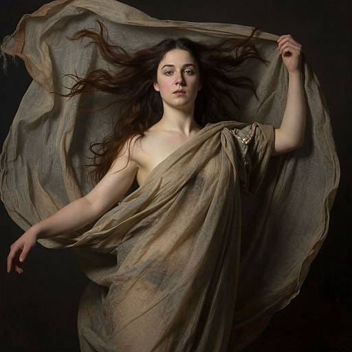 Dramatic Portrait of Woman Drapery