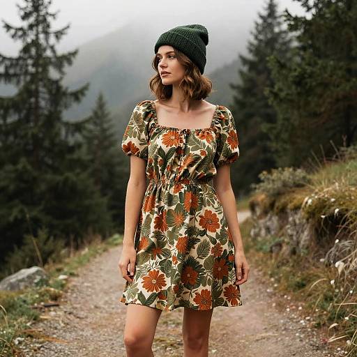 Bohemian Woman on Misty Mountain Trail