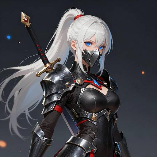 Futuristic Female Warrior in Metallic Armor