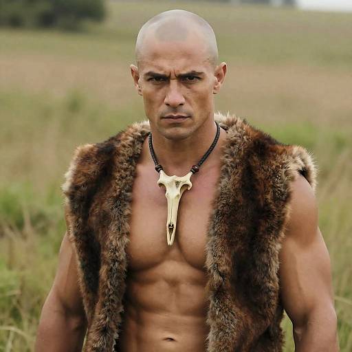 Muscular Man in Grassy Outdoor Setting