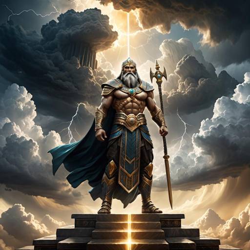 Mighty Warrior God with Lightning Staff